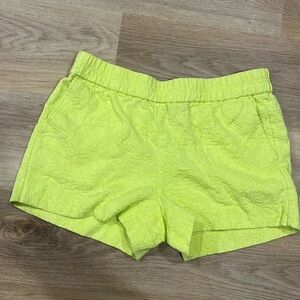 Beautiful J Crew Textured Cotton Damask Pull On Shorts Yellow Green 6